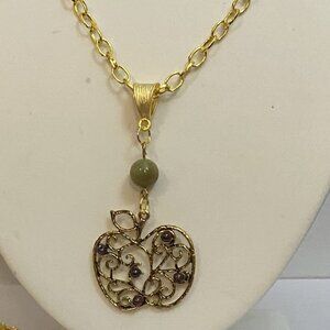 NEW Garnet & Jade Apple necklace